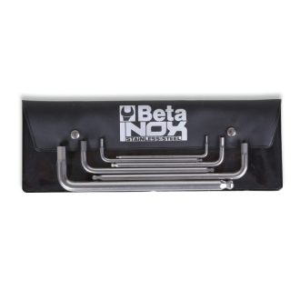   BETA 96BP INOX/B 6 | 96BPINOX/B6 6 darabos hatlapfejű hajlított belső kulcs gömbös szélekkel, rozsdamentes acélból, tasakban