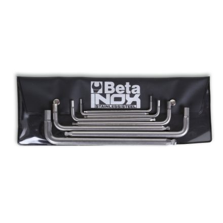 BETA 96BP INOX/AS/B 8 | 96BPINOX-AS/B8 7 darabos hatlapfejű hajlított belső kulcs gömbös szélekkel, rozsdamentes acélból, tasakban