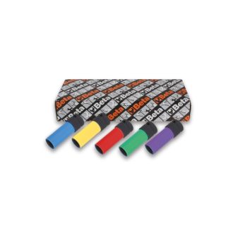  BETA 720LC/S 5 | 720LC/S5 5 darabos gépi dugókulcs sorozat kerékanyákhoz színes polimer betétekkel