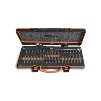   BETA 867/C38 | 867/C38 38 RIBE® betétből álló készlet 10 mm hatlapfejű csatlakozóval és 1 csuklós T betéttartóval lágy hőformázott tálcán és lemezdobozban