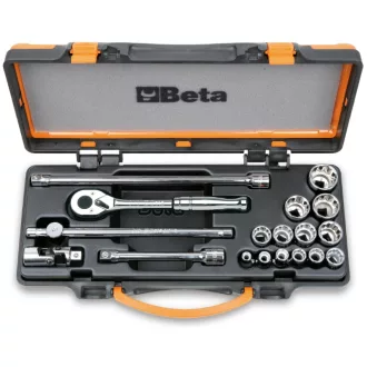   BETA 910AS/MBM-C18 | 910AS/MBM-C18 13 db-os inch-es dugókulcs készlet 5 tartozékkal, fémdobozban