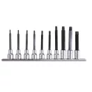 BETA 920TX/L SB 10 | 920TX-L/SB10 10 darabból álló hosszú hatszögű külső dugókulcs készlet (920TX/L cikk.) Torx® csavarokhoz tartóban