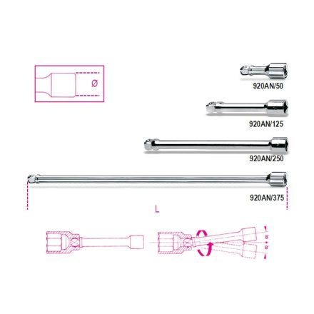 BETA 920AN/50 | 920AN/50 1/2”-os gömbvégű toldó