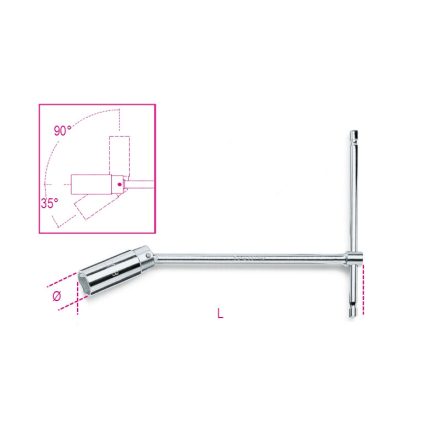 BETA 957/20,8 | 957 20,8 Rövid csuklós T-gyertyakulcs, krómozott