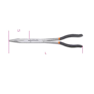   BETA 1009L/D | 1009L/D Extrahosszú, félkerekcsőrű recézett műszerészfogó kettős csuklóval kétrétegű, csúszásgátló PVC bevonatú nyéllel
