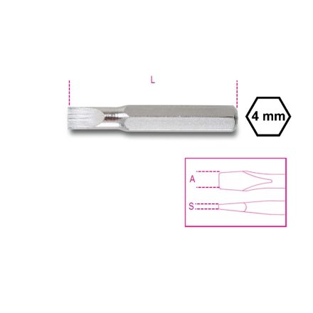 BETA 1256LP/0,8 | 1256LP 0,8 Csavarhúzóbetét 4 mm hasítottfejű csavarokhoz