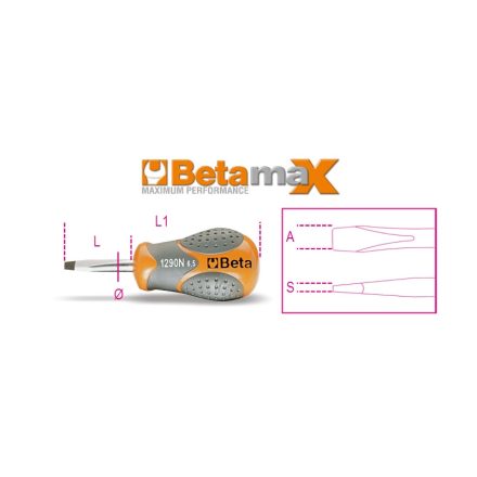 BETA 1290N/4X30 | 1290N 4X30 Extra rövid csavarhúzó hasítottfejű csavarokhoz