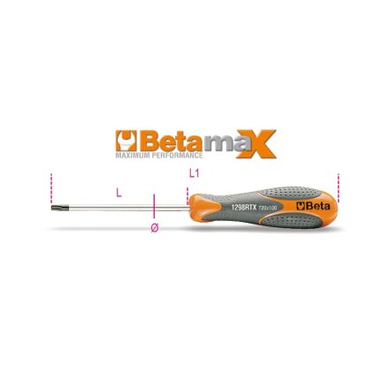 BETA 1298RTX/10 | 1298RTX 10 Imbusz csavarhúzó Tamper Resistant Torx®-csavarokhoz