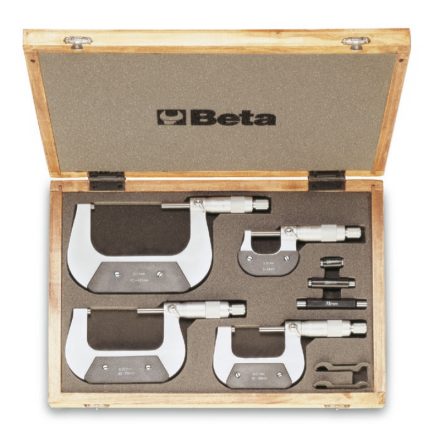 BETA 1658/C4 | 1658/C4 4-részes mikrométer készlet, fadobozban