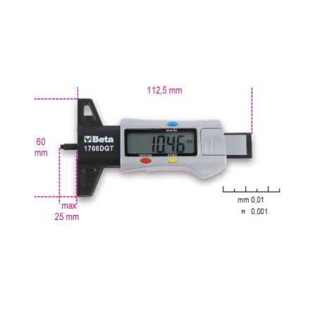 BETA 1706DGT | 1706DGT Digitális gumiprofil-mélységmérő