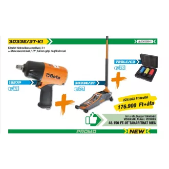   3033E/3T-K1 | BETA Készlet 3 t hidraulikus emelővel,  1/2” ütvecsavarozóval, három gépi dugókulccsal