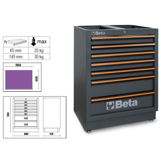   BETA C45PRO M7 | C45PRO M7 7 fiókos rögzített modul a C45PRO műhelyberendezés összeállításhoz