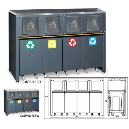 BETA C45PRO RD/W | C45PRO RD/W Rögzített szelektív hulladéktároló modul a C45PRO műhelyberendezés összeállításhoz