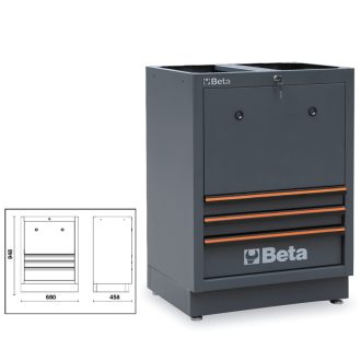   BETA C45PRO TC | C45PRO TC 3 fiókos rögzített, dobtárolós modul a C45PRO műhelyberendezés összeállításhoz