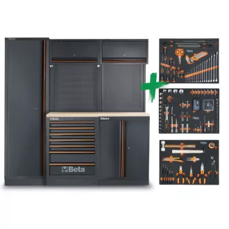   C45PRO 2.0 B7W műhelybútor-kombináció 196 Beta Worker univerzális szerszámból álló választékkal