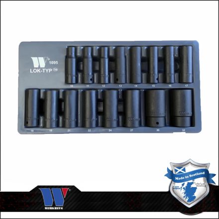 1095-WW | Lok-Typ Légkulcsfej készlet 1/2" 16 db-os spec.6 lap hosszú 10-32 mm-Welzh