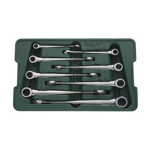 SATA racsnis extra hosszú csillag-villáskulcs készlet 8-19mm 8 részes (csavart nyéllel)