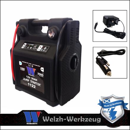 1122-WW | Akkumulátor bikázó-indító (starter) 12 V  -2000A - 36Ah Személy+Teher
