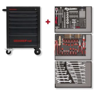   GedoreRed komplett szerszámkocsi MECHANIC szerszámokkal 129 részes 6 fiókos