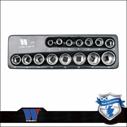 1233-WW | Lok-Typ Dugókulcs készlet 3/8" 15 db-os spec. 6 lap normál 8-22 mm -Welzh