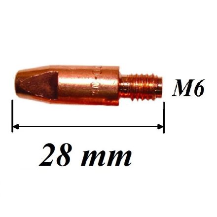 18025 | CO áramátadó fúvóka normál M6x28x8 mm x 0,8 mm MB25AK+MB24KD pisztolyhoz