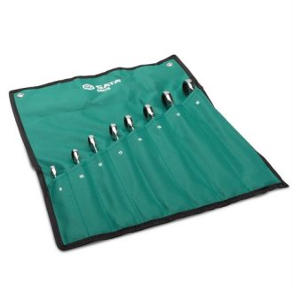   SATA extra hosszú csillag-villáskulcs készlet 8-19mm 7 részes (csavart nyéllel) (felgöngyölíthető táskában)