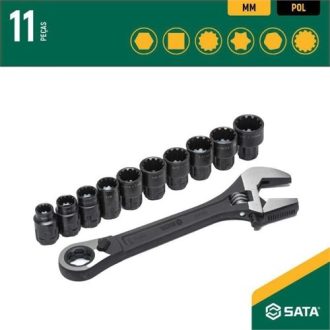   SATA X6 Pass-Thru univerzális állítható villáskulcs készlet 10-19 mm 11 részes
