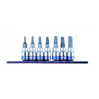   7 részes 1/4˝-os furatos torx bitfejkészlet  sínen 2107PR