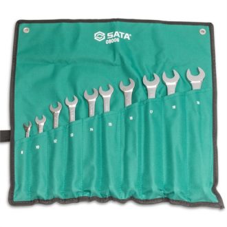   SATA extra hosszú csillag-villáskulcs készlet 8-19mm 10 részes (csavart nyéllel) (felgöngyölíthető táskában)