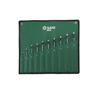   SATA racsnis extra hosszú csillag-villáskulcs készlet 8-19mm 10 részes (csavart nyéllel) (felgöngyölíthető táskában)