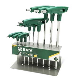   SATA T-markolatú imbuszkulcs készlet 9 részes 2-10mm, gömbvégű, állvánnyal