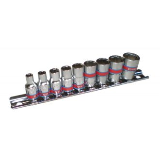   9 részes 1/4˝-os kézi dugókulcs készlet coll 5/32-1/2˝ sínen 6*  2509SR