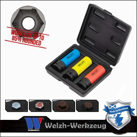 2661-WW | Légkulcsfej készlet 1/2"  3 db-os alufelnihez 17-19-21 mm Lok-Typ - Welzh