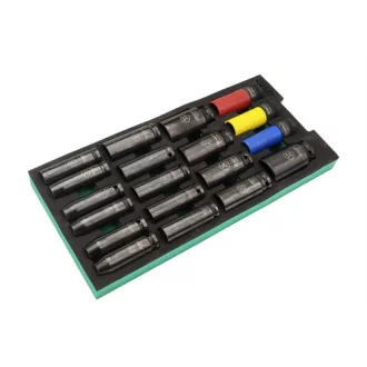   SATA hosszított gépi dugókulcs készlet 1/2 19 részes szivacsmodulban