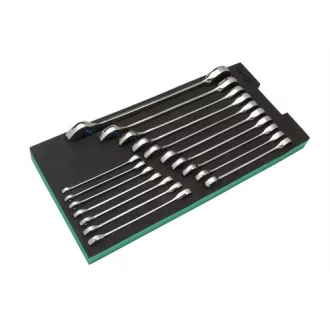   SATA dupla racsnis csillag-villáskulcs készlet 5.5-24 mm 17 részes szivacsmodulban