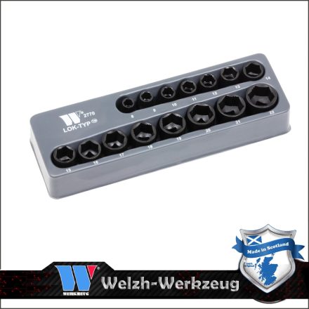 2770-WW | Lok-Typ Légkulcsfej készlet 3/8" 15 db-os spec.6 lap normál 8-22 mm-Welzh