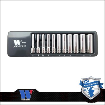 4035-WW | Lok-Typ Dugókulcs készlet 1/4" 11 db-os spec. 6 lap hosszú 4-13 mm -Welzh