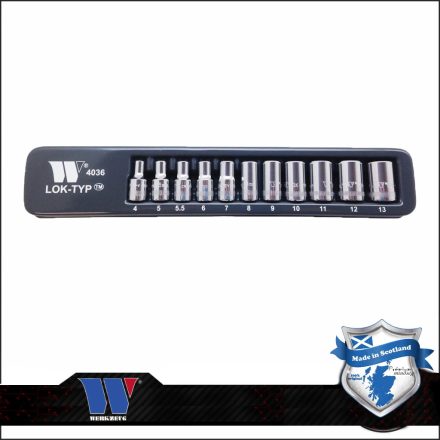 4036-WW | Lok-Typ Dugókulcs készlet 1/4" 11 db-os spec. 6 lap normál 4-13 mm -Welzh