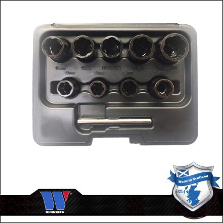 4090-WW | Csavarkiszedő készlet - sérült fejű csavarokhoz  9+1 db-os 10-19 mm 3/8"