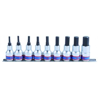   9 részes 1/2˝-os hatszög bitfejkészlet metrikus sínen  L=55mm 4110PR10