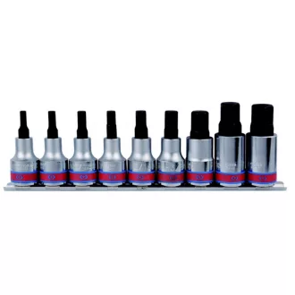   9 részes 1/2˝-os hatszög bitfejkészlet coll sínen  L=55mm SAE 4110SR10