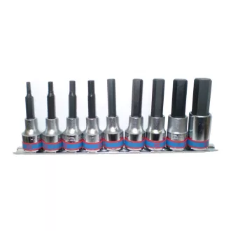   9 részes 1/2˝-os kézi hatszög bitfejkészlet  L=80mm, sínen  4120PR10