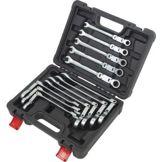   44713-WW | Csillag-villás racsnis-csuklós készlet 8-19 mm 12 részes - dupla csoklós