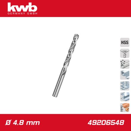49206548 | Csigafúró  4,8 mm HSS-G DIN 338 Silver Star - KWB