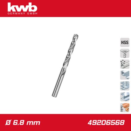 49206568 | Csigafúró  6,8 mm HSS-G DIN 338 Silver Star "M8" - KWB
