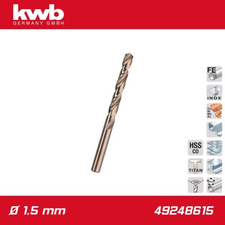 49248615 | Csigafúró  1,5 mm HSS-E Co5 DIN 338 Profi 5% Cobalt  - KWB