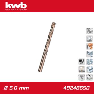   49248650 | Csigafúró  5,0 mm HSS-E Co5 DIN 338 Profi 5% Cobalt - KWB