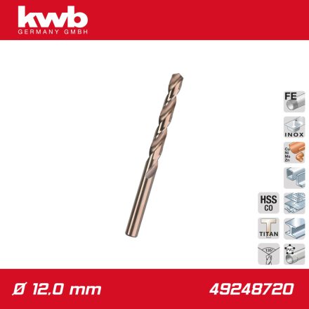 49248720 | Csigafúró 12,0 mm HSS-G Co5 DIN 338 Profi 5% Cobalt - KWB