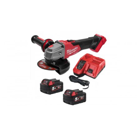  4933448866 | Milwaukee M18 ONEFSAG125XPDB-502X akkus ONE-KEY™ FUEL™ RAPIDSTOP™ szénkefe nélküli sarokcsiszoló (2 x 5.0 Ah Li-ion akkuval)