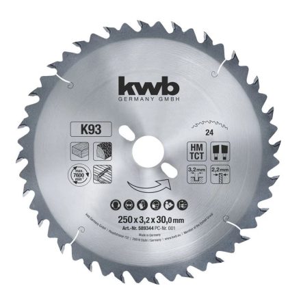49596044 | Körfűrészlap, keményfémlapkás 600x5.2x3.8 mm KWB